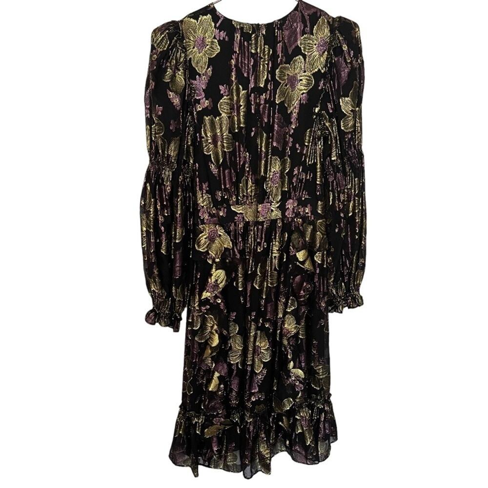 Front Row by Sara & Goldy silk purple and gold Lorax thread size 8 dress